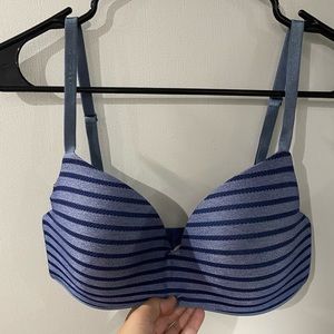 Victoria’s Secret bra. Navy/blue stripes. 34D